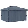 Image de vidaXL Tonnelle avec Rideau Chapiteau de Jardin Pavillon de Patio Auvent d'Extérieur Tente de Réception 4x3 m Anthracite Aluminium