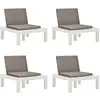 Image de vidaXL Chaises de salon de jardin et coussins lot de 4 Plastique Blanc