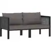 Image de vidaXL Canapé à 2 places avec coussins Anthracite Résine tressée
