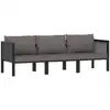 Image de vidaXL Canapé à 3 places avec coussins Anthracite Résine tressée