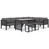 Image de Salon de jardin 9 pcs avec coussins Résine tressée Anthracite