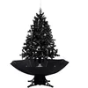Image de Arbre de Noël neigeux avec base de parapluie Noir 140 cm PVC