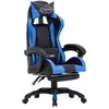Image de vidaXL Fauteuil de jeux vidéo avec repose-pied Bleu et noir Similicuir