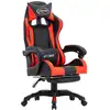 Image de vidaXL Fauteuil de jeux vidéo et repose-pied Rouge et noir Similicuir