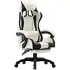 Image de vidaXL Fauteuil de jeux vidéo et repose-pied Noir et blanc Similicuir