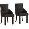 Image de vidaXL Chaises à manger lot de 2 noir cuir de chèvre véritable