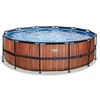 Image de EXIT Toys Piscine Wood - ø450x122cm - Grande Piscine Ronde EXIT Toys avec Pompe de Filtration à Cartouche - Piscine Extra Profonde - Cadre Solide - Échelle de Piscine Incluse - Design Unique - Marron