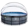 Image de EXIT Toys Piscine Stone avec dôme Multifonctionnel - ø450x122cm - Grande Piscine avec Pompe à Filtre à Sable, Pompe à Chaleur et échelle - Extra Profonde - Eau de Piscine Propre et Chaude - Gris