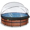 Image de EXIT Toys Piscine Wood avec dôme multifonctionnelle - ø427x122cm - Grande Piscine avec Pompe à Filtre à Sable, Pompe à Chaleur et échelle - Extra Profonde - Eau de Piscine Propre et Chaude - Marron