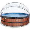 Image de EXIT Toys Piscine Wood avec dôme multifonctionnelle - ø488x122cm - Grande Piscine avec Pompe à Filtre à Sable, Pompe à Chaleur et échelle - Extra Profonde - Eau de Piscine Propre et Chaude - Marron