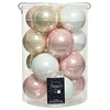 Image de Lot de 16 boules de Noël en verre - 8 cm - Blanc et rose