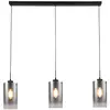 Image de Freelight Suspension Ventotto, noir/fumée, longueur 105 cm, à 3 lampes.