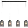 Image de Freelight Suspension Ventotto, noir/fumée, longueur 125 cm, à 4 lampes.
