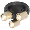 Image de Freelight Spot pour plafond Razza, noir/or, Ø 28,5 cm, à 3 lampes.