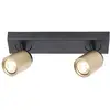 Image de Freelight Spot pour plafond Razza, noir/or, longueur 38 cm, à 2 lampes.