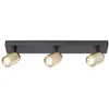 Image de Freelight Spot pour plafond Razza, noir/or, longueur 61 cm, à 3 lampes.