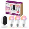 Image de WiZ, Kit caméra Wi-FI intérieure HD, Infrarouge, détection de mouvements et de bruits, Technologie SpaceSense + 3 Ampoules Couleur E27 équivalent 60W