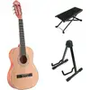 Image de LaPaz C30N guitare classique format 3/4 natural + stand + repose-pied
