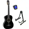Image de LaPaz 002 BK guitare classique format 3/4 noire + stand + accordeur