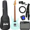 Image de Fazley Sunset Series Sand Shark Sky Blue pack débutant guitare électrique