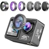 Image de Lipa ATS81ER caméra d'action 4K IPS Wifi Double écran Prise micro externe SD jusqu'à 256 Go 5 filtres d'objectif zoom optique 4x Remote Capteur Sony IMX 4K 60 FPS 20 MP 21