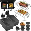 Image de Fentic Accessoires Air Fryer  Accessoire Air Fryer Ninja   Compatible avec Ninja Foodi Max Dual Zone AF300EU AF400EU   7,6L à 9,5L   Inclus Panier en Silicone et Livre de Recettes Électronique