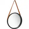 Image de vidaXL Miroir mural avec sangle 40 cm Noir