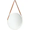 Image de vidaXL Miroir mural avec sangle 50 cm Blanc