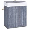 Image de Panier à linge avec 2 sections bambou gris 100 L