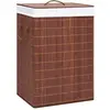 Image de vidaXL Panier à linge avec 2 sections bambou marron 72 L