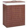Image de vidaXL Panier à Linge avec 2 Sections Corbeille à Linge Bac à Linge Rangement de Vêtements Salon Chambre Salle de Bain Maison Bambou Marron 100 L