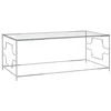 Image de vidaXL Table Basse Table d'Appoint Table de Canapé Meuble de Salon Salle de Séjour Maison Intérieur Argenté 120x60x45 cm Acier Inoxydable et Verre