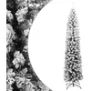 Image de Sapin de Noël artificiel mince flocon de neige vert 210 cm PVC