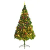 Image de Arbre de Noël artificiel pré éclairé avec boules vert 210 cm