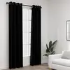 Image de vidaXL Rideaux occultants Aspect lin avec oeillets 2 pcs Noir 140x225cm