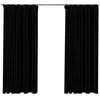 Image de Rideaux occultants aspect lin avec crochets 2pcs Noir 140x175cm