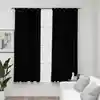 Image de vidaXL Rideaux occultants aspect lin avec crochets 2pcs Noir 140x175cm