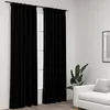 Image de Rideaux occultants aspect lin avec crochets 2pcs Noir 140x245cm
