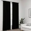 Image de vidaXL Rideaux occultants aspect lin avec crochets 2pcs Noir 140x245cm