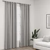 Image de Rideaux occultants aspect lin avec crochets 2pcs Gris 140x245cm