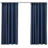 Image de Rideaux occultants aspect lin avec crochets 2pcs Bleu 140x175cm