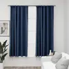 Image de vidaXL Rideaux occultants aspect lin avec crochets 2pcs Bleu 140x175cm