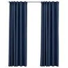 Image de vidaXL 2X Rideaux Occultants Aspect de Lin avec Crochets Rideaux de Fenêtre Salon Salle de Séjour Chambre à Coucher Maison Intérieur Bleu 140x245 cm