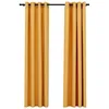 Image de Rideaux occultants Aspect lin à oeillets 2 pcs Jaune 140x225 cm