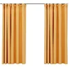 Image de Rideaux occultants aspect lin et crochets 2 pcs Jaune 140x175cm