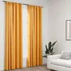 Image de vidaXL Rideaux occultants aspect lin et crochets 2 pcs Jaune 140x225cm