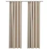 Image de Rideaux occultants aspect lin et crochets 2 pcs Beige 140x245cm