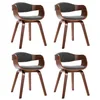 Image de vidaXL 4X Bois Courbé Chaises de Salle à Manger Sièges de Cuisine Sièges de Repas Chaises de Cuisine Chaises à Dîner Intérieur Maison Tissu Gris