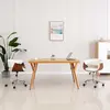 Image de vidaXL Chaise pivotante de bureau Blanc Bois courbé et similicuir