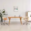 Image de vidaXL Chaise pivotante de bureau Crème Bois courbé et similicuir